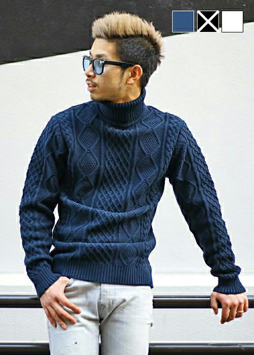 未使用 Onitsuka Tiger タートルネック ケーブルニット Onitsuka Tiger - Onitsuka Tiger オニツカタイガー タートルネック