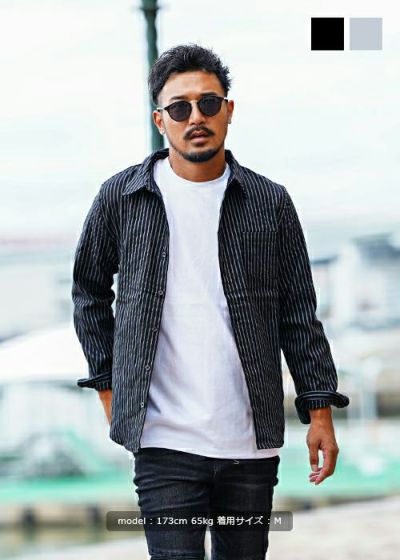 G/Bストライプロングシャツ