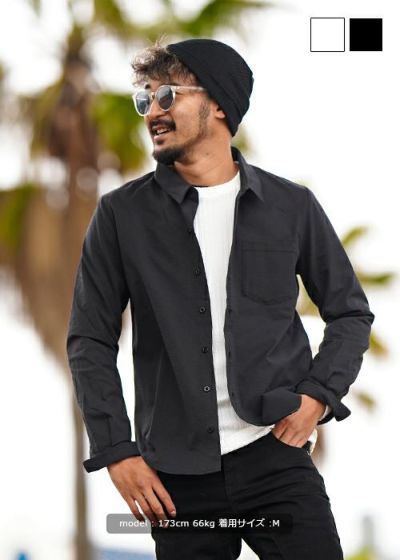 24/シアサッカーロングシャツ