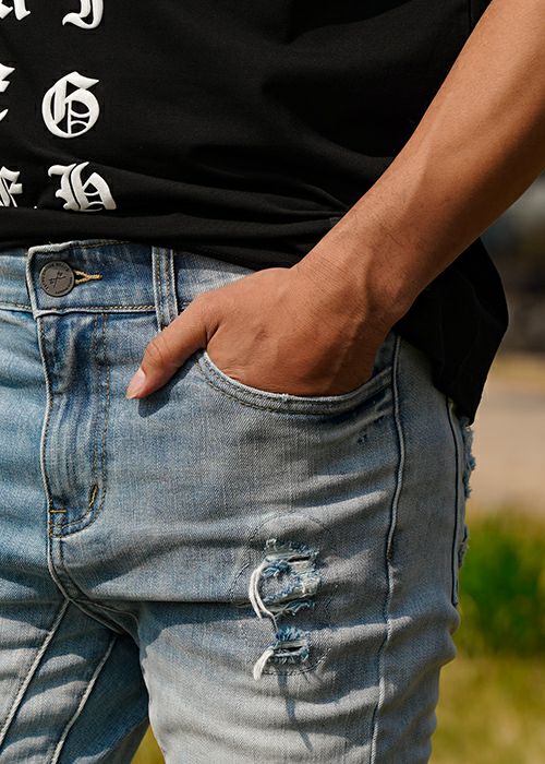 L/インディゴダメージデニムロングパンツ | adamsJUGGLER L/インディゴダメージデニムロングパンツ | adamsJUGGLER
