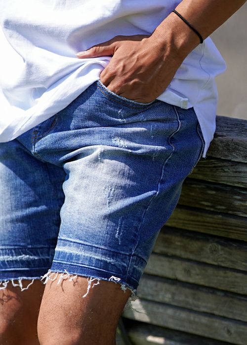 JORDAN CRAIG ウォッシュ カットオフ デニム ショートパンツ JORDAN CRAIG ダメージ加工 カットオフ デニム ショートパンツ