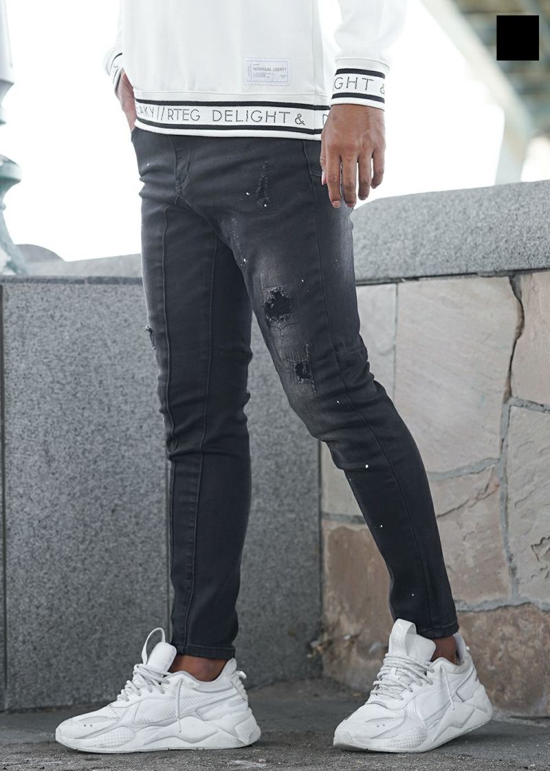 新品◆ブラックペイントスプラッター スキニーデニム G/ブラックペイントデニムパンツ | adamsJUGGLER（アダムス