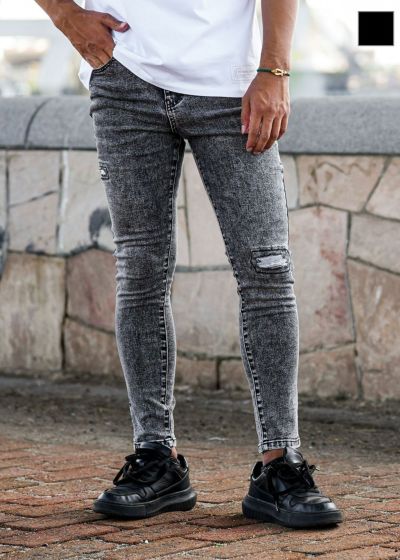 ブラックS.Dデニムロングパンツ